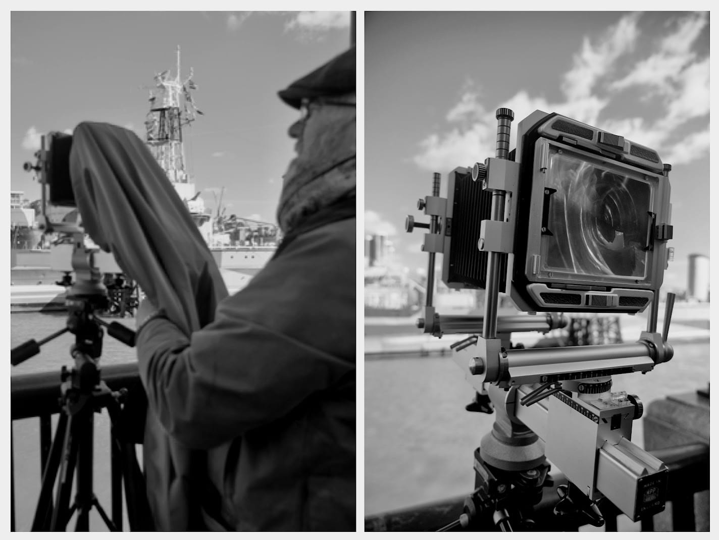 The Large Format Camera uses large format 5x4 sheet film from Ilford